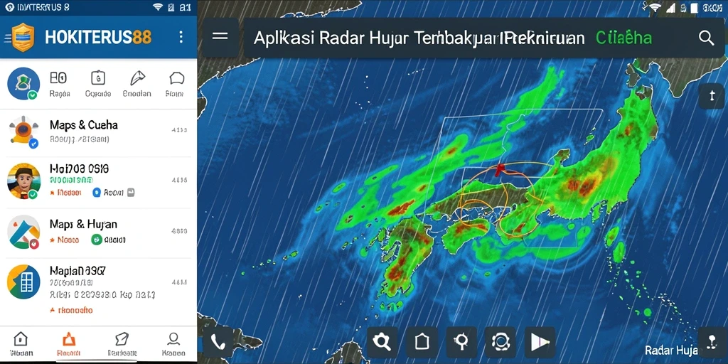 Tampilan antarmuka utama HOKITERUS88 dengan fitur Radar Hujan.