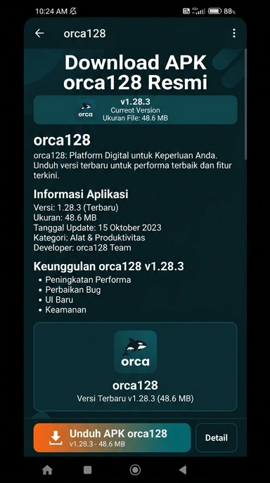 Tampilan halaman APK orca128